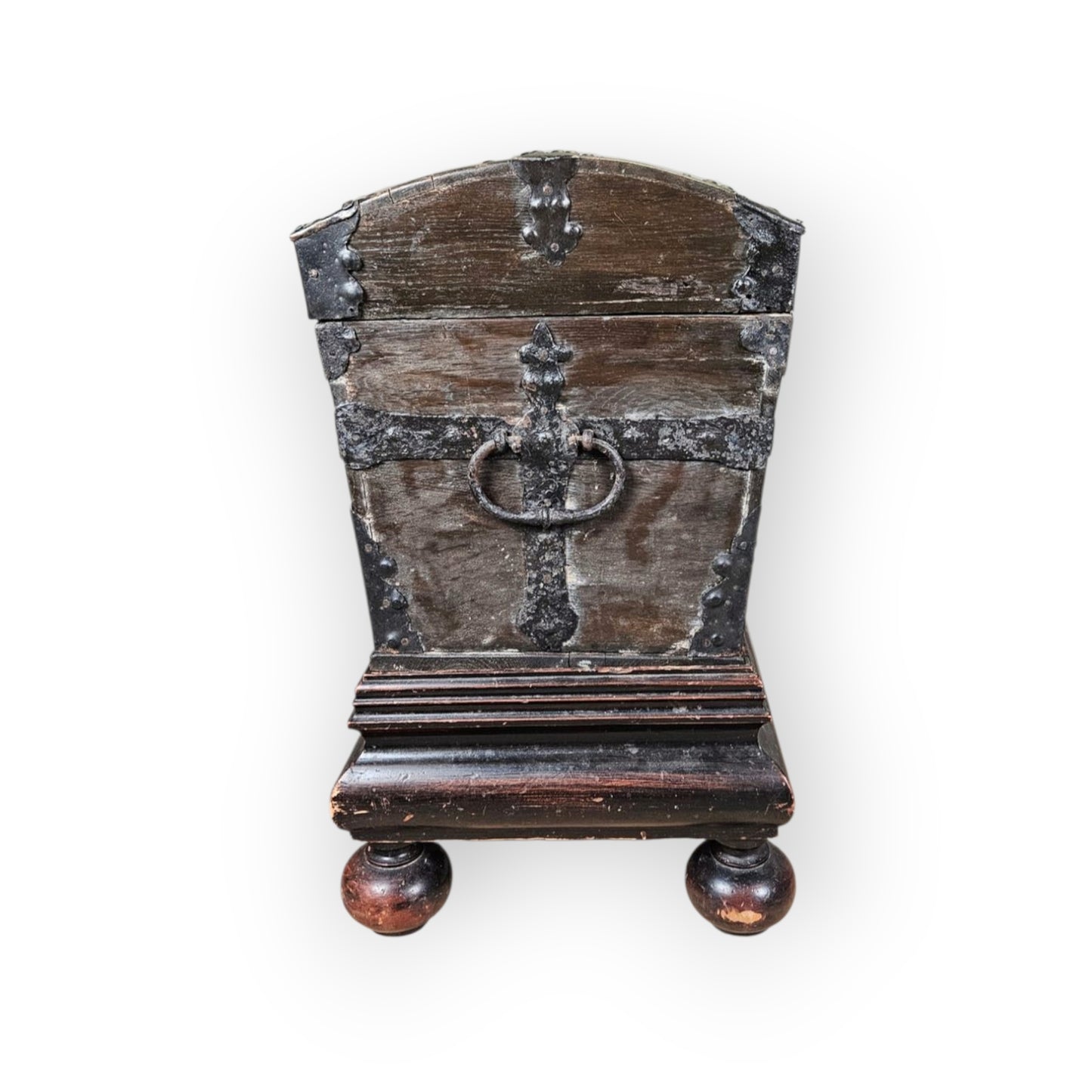 16th-Century European Antique Iron-Bound Chest / Kist On Stand