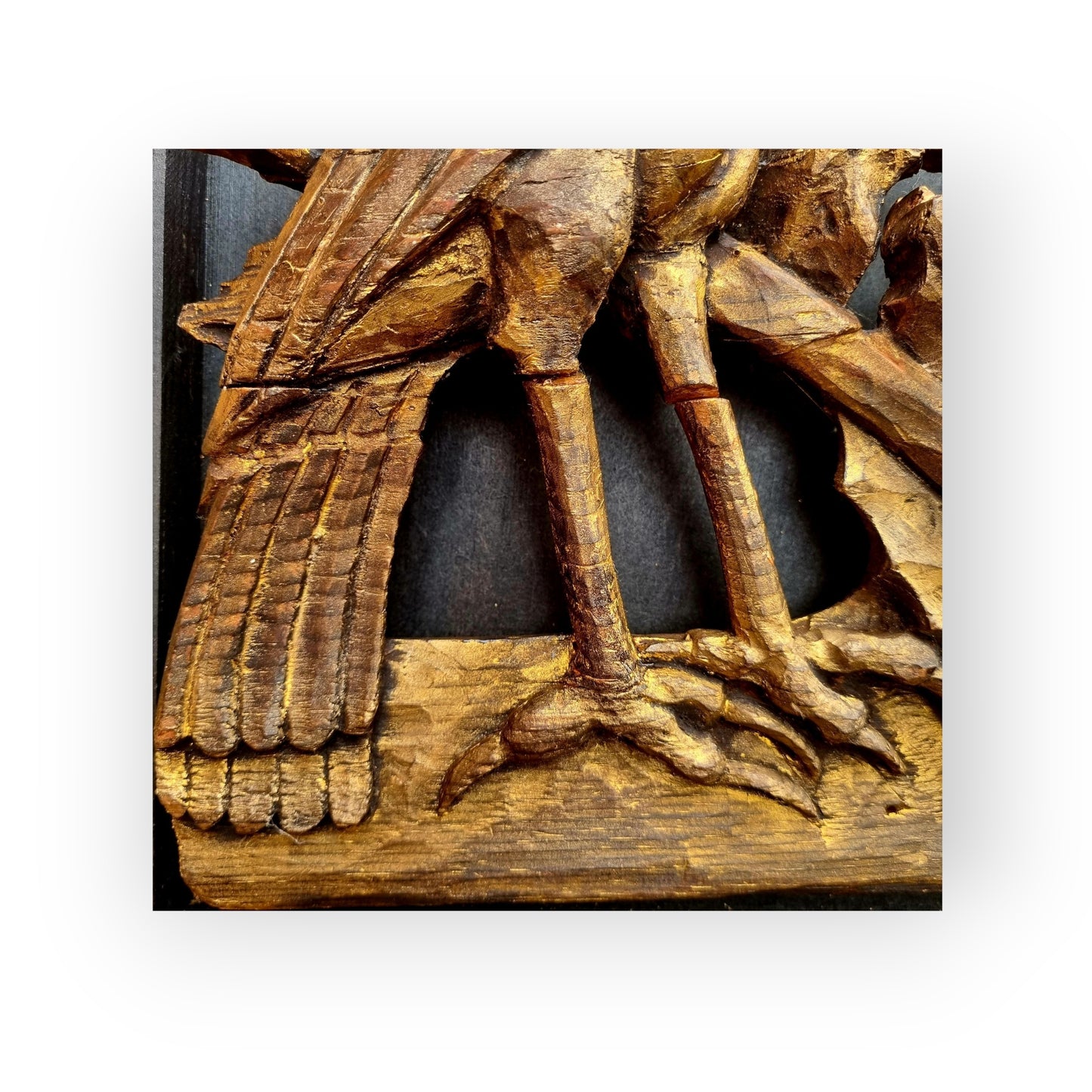 15th-Century English Gothic Antique Carved Wooden Sculptural Fragment Depicting A Mythical "Harpy"