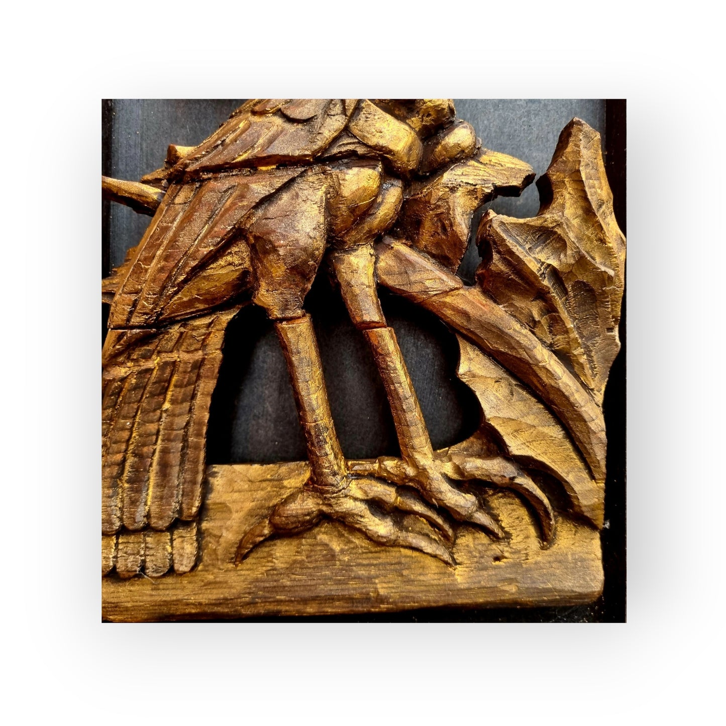 15th-Century English Gothic Antique Carved Wooden Sculptural Fragment Depicting A Mythical "Harpy"