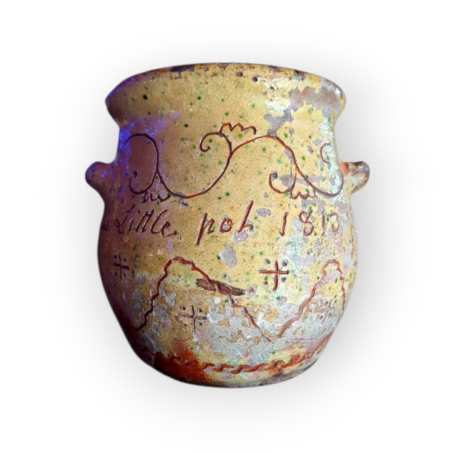 An Early 19th-Century Antique Donyatt Pottery Slipware Pot Dated 1813, Made in Somerset, England - Ex-Sampson & Horne