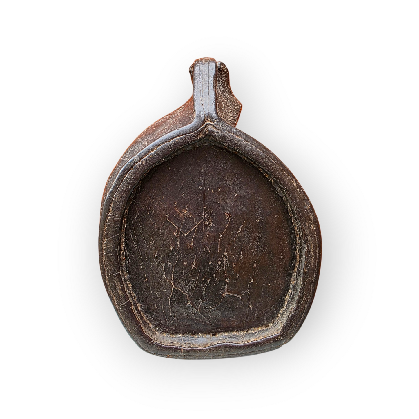 A 17th Century English Antique Leather Costrel, Repurposed As A Candle Box