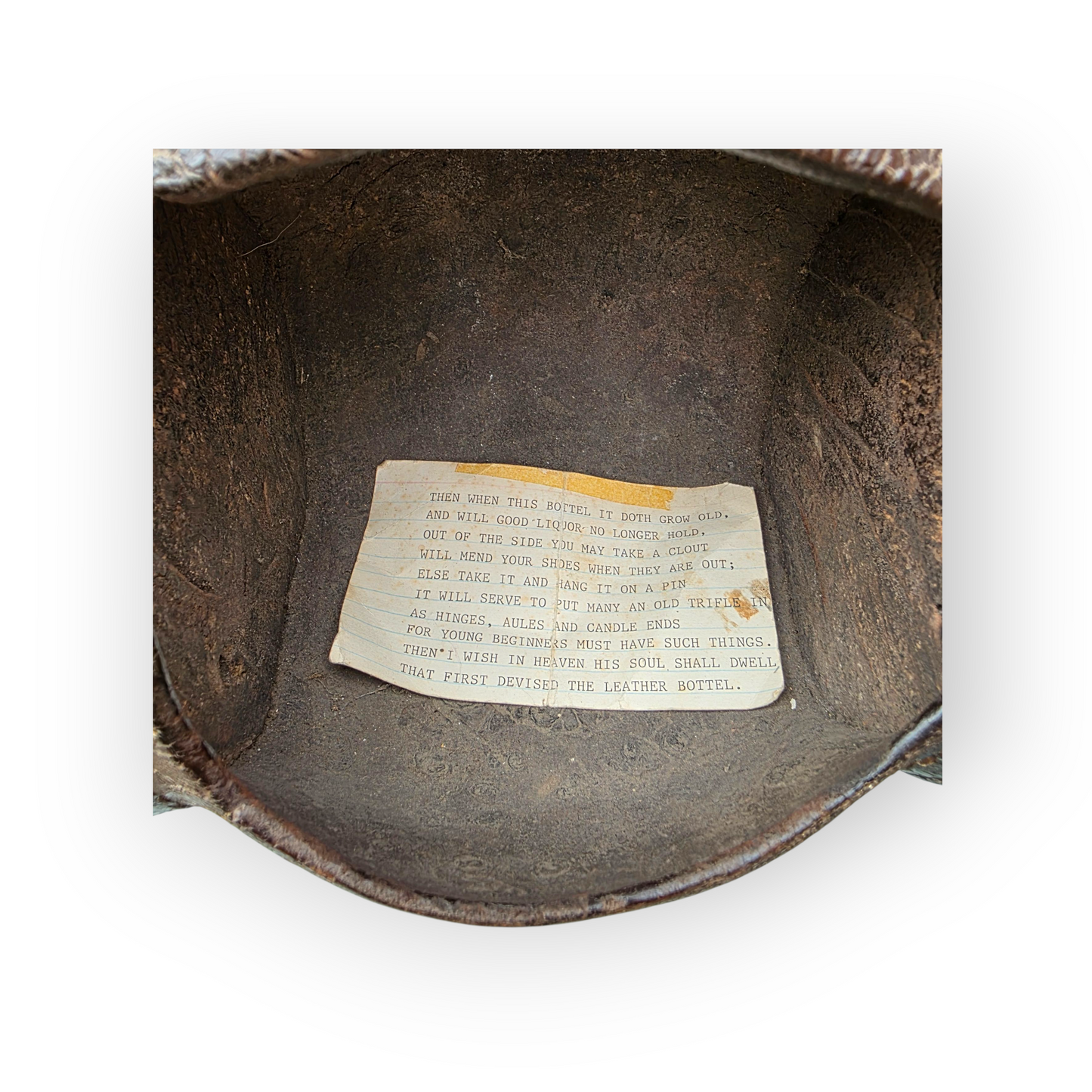 A 17th Century English Antique Leather Costrel, Repurposed As A Candle Box