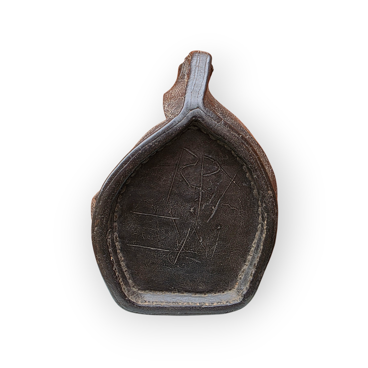A 17th Century English Antique Leather Costrel, Repurposed As A Candle Box
