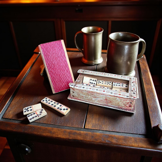 Late 18th-Early 19th-Century  Napoleonic Antique Prisoner Of War Miniature "Double-Six"Domino Set, circa 1793-1815