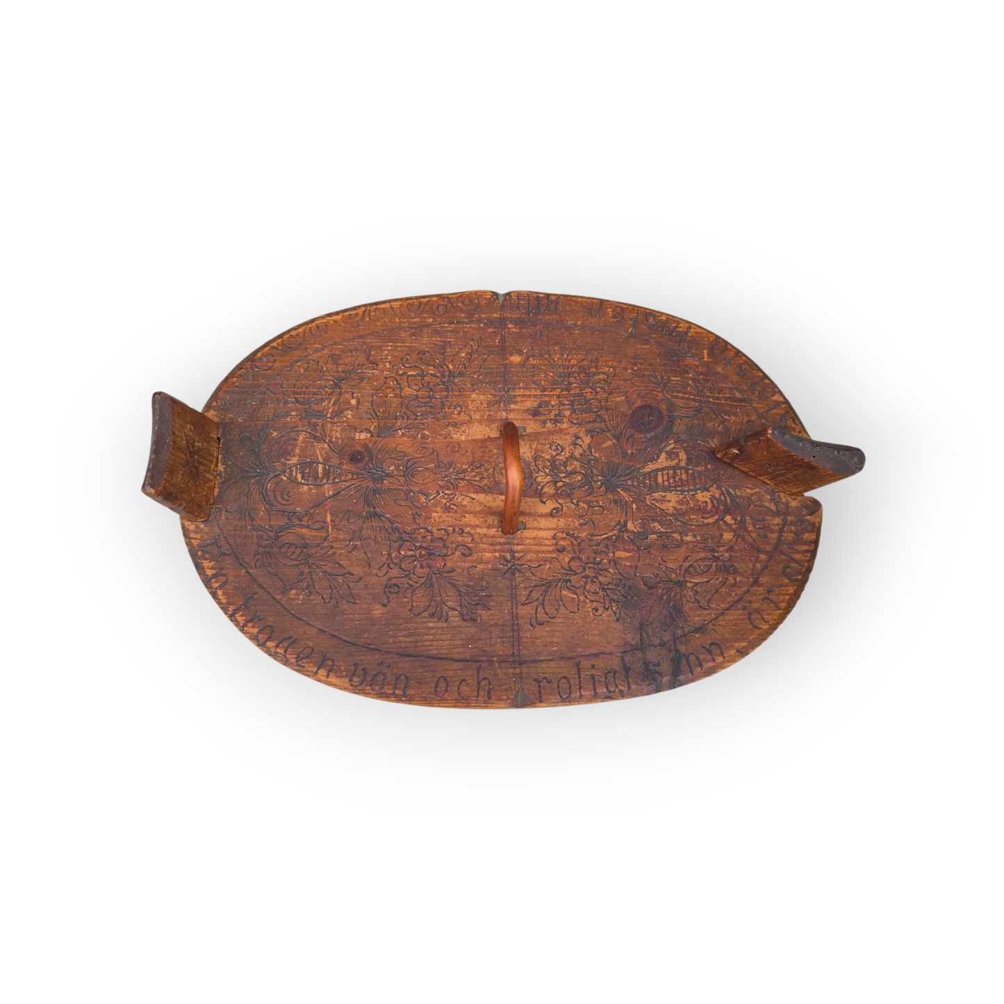 Late 18th Century Scandinavian Antique Bent Wood Box Bearing Two Love Hearts