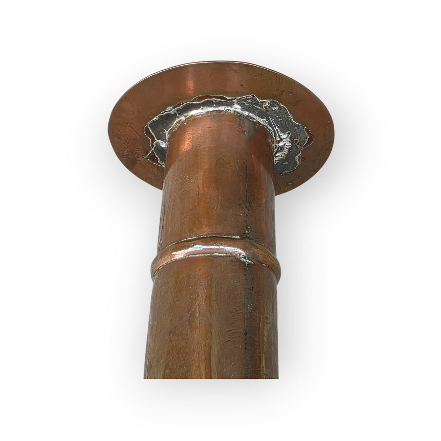 A Large & Rare 19th-Century Integrated English Antique Copper Tinder Box & Candlestick Bearing The Impressed Mark Of The City Of York