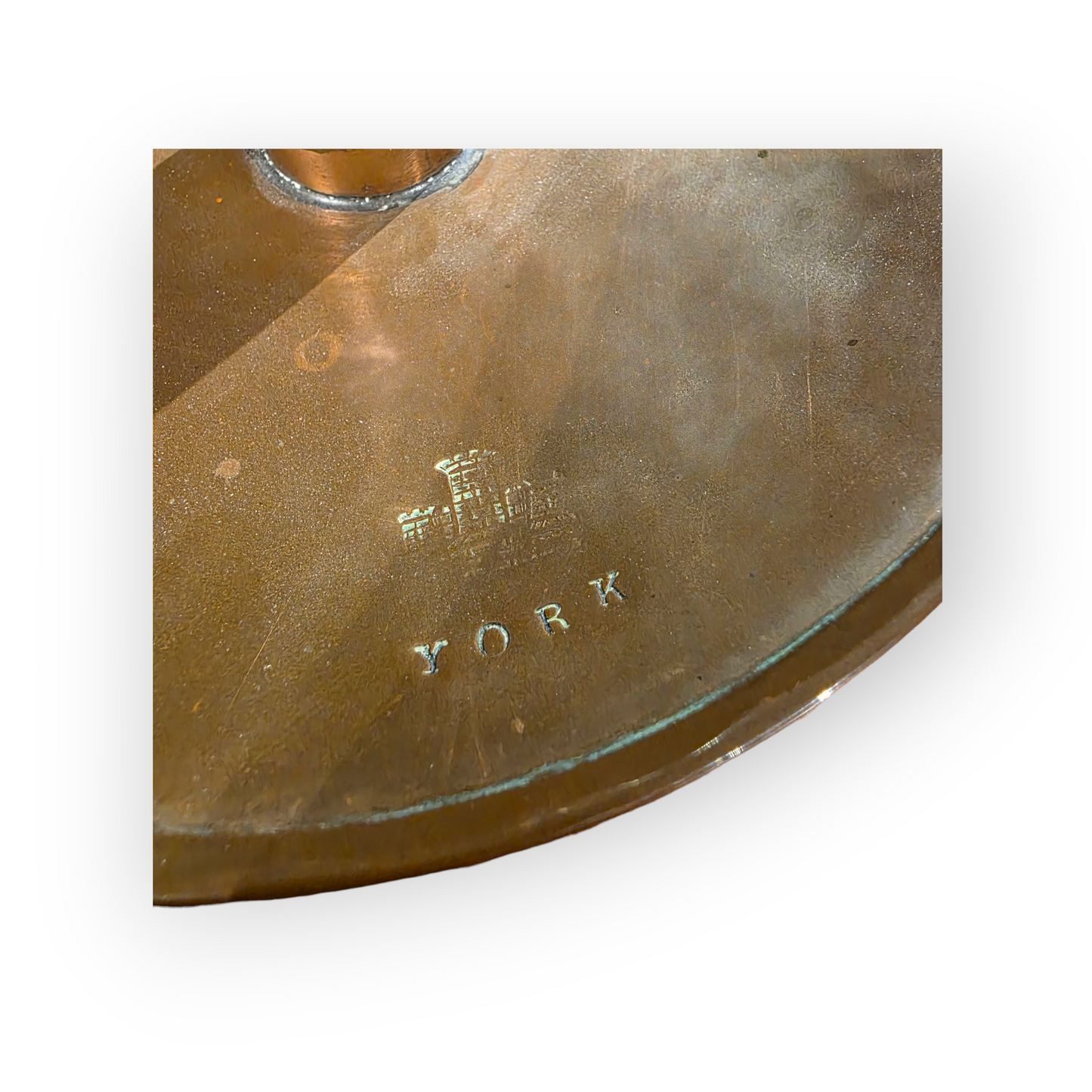 A Large & Rare 19th-Century Integrated English Antique Copper Tinder Box & Candlestick Bearing The Impressed Mark Of The City Of York