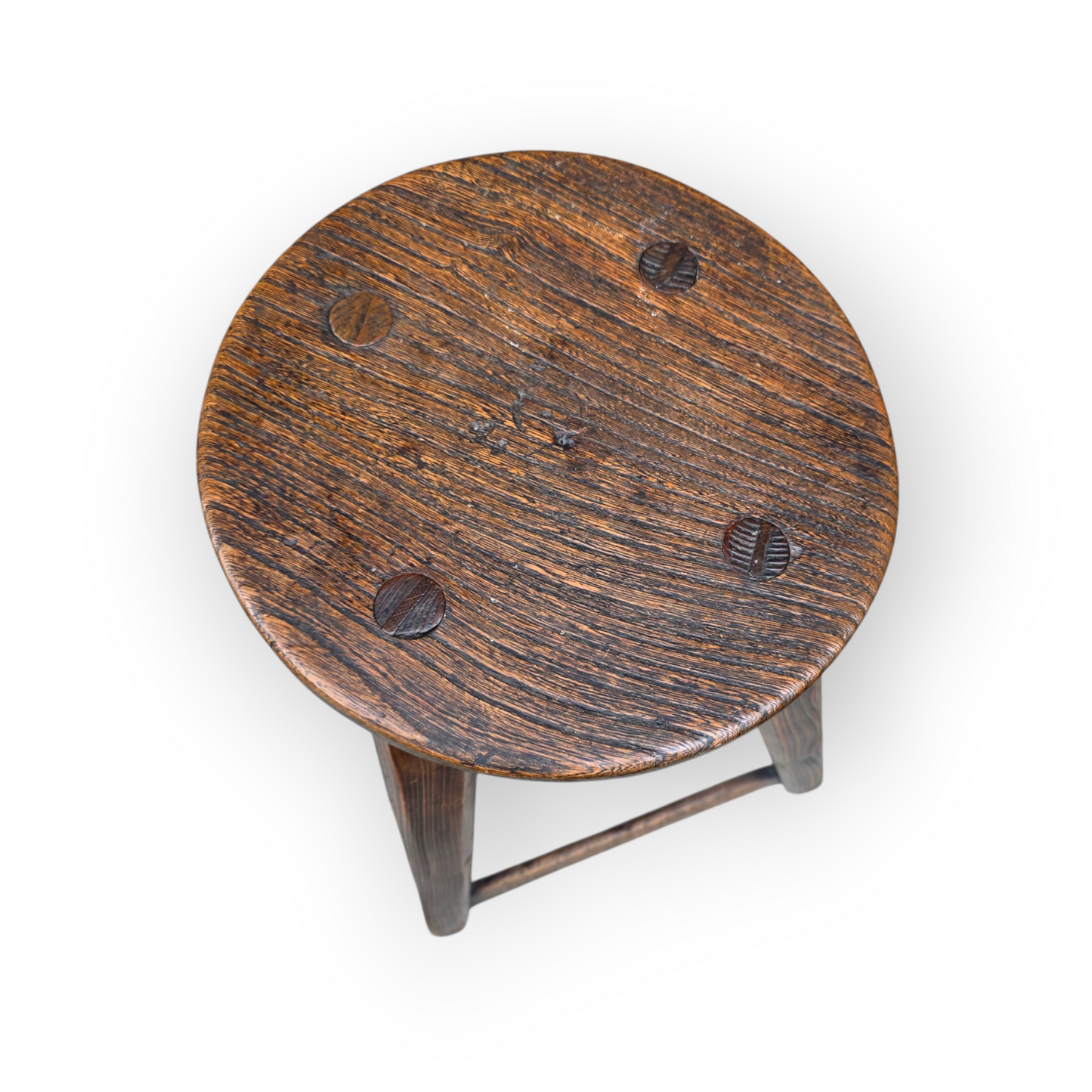 19th-Century English Antique Vernacular Stool, In Mixed Native Timbers, Also Ideal For Use As A Lamp Or Wine Table