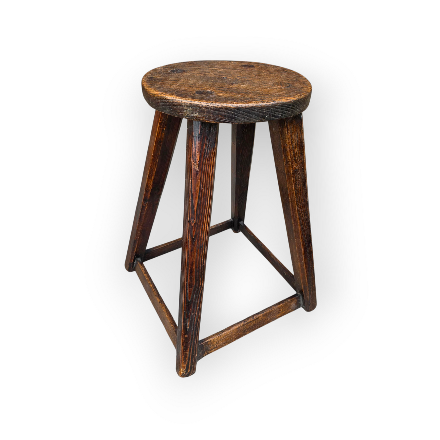 19th-Century English Antique Vernacular Stool, In Mixed Native Timbers, Also Ideal For Use As A Lamp Or Wine Table
