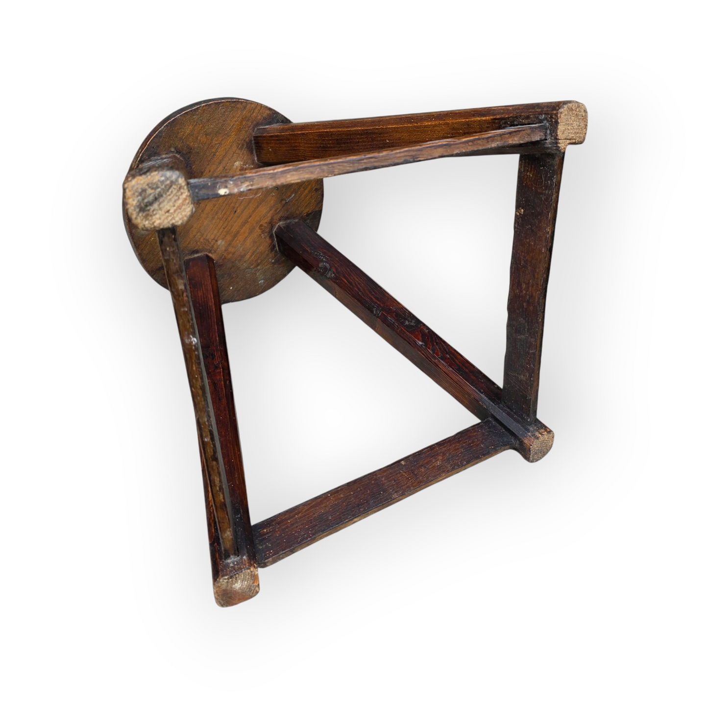 19th-Century English Antique Vernacular Stool, In Mixed Native Timbers, Also Ideal For Use As A Lamp Or Wine Table