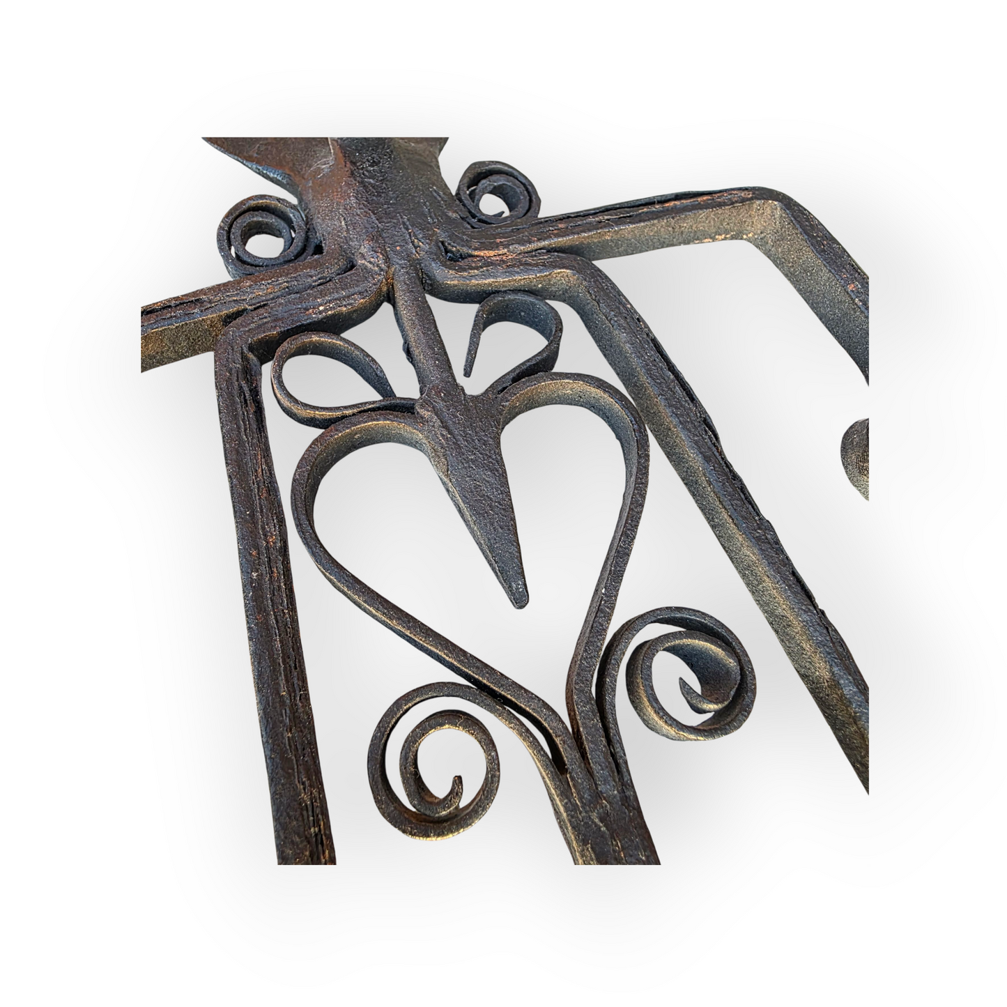 A Substantial Late 17th-century Antique Wrought Iron Trivet - Ornate English Hearth Ware