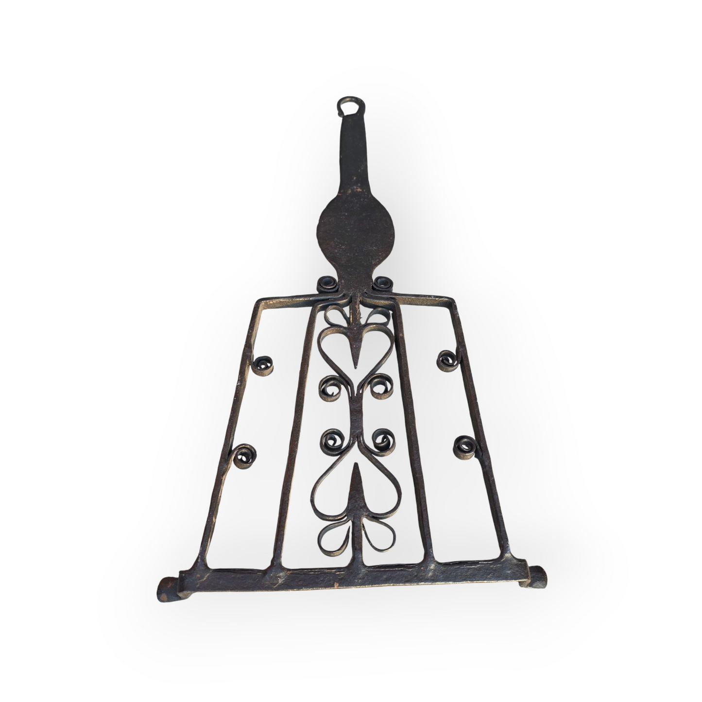 A Substantial Late 17th-century Antique Wrought Iron Trivet - Ornate English Hearth Ware