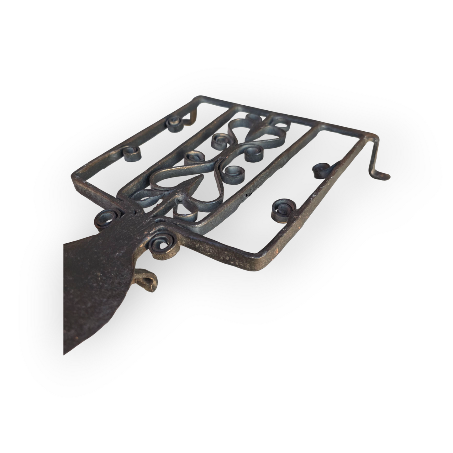 A Substantial Late 17th-century Antique Wrought Iron Trivet - Ornate English Hearth Ware