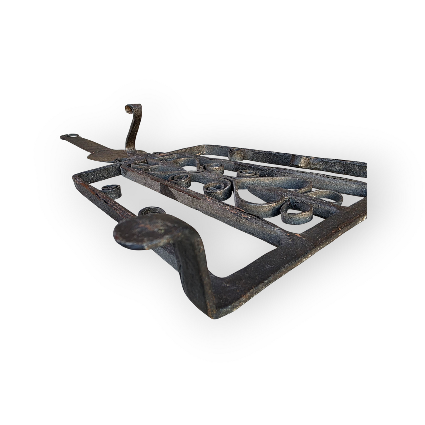 A Substantial Late 17th-century Antique Wrought Iron Trivet - Ornate English Hearth Ware