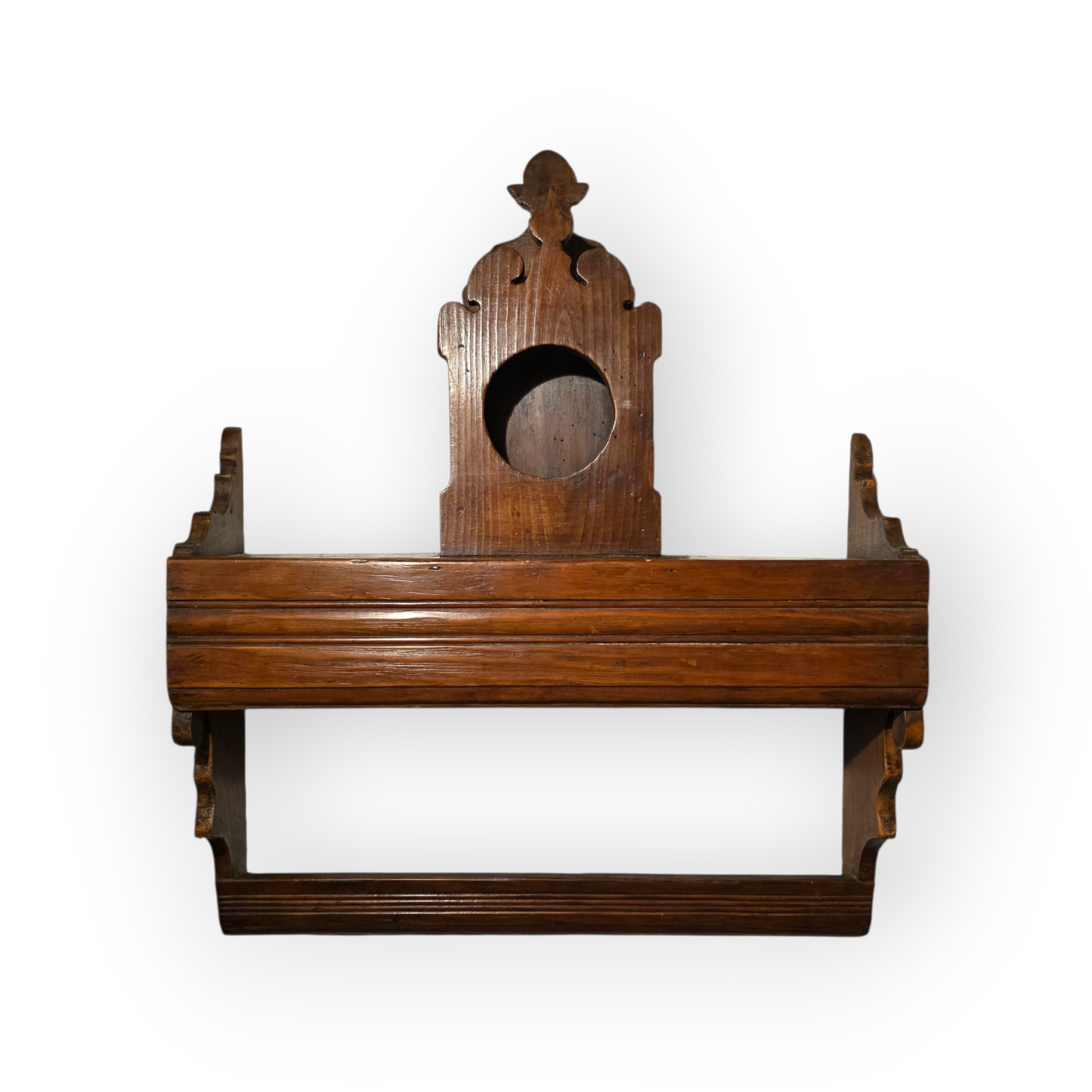 Late 18th-Century Welsh Antique Spoon Rack With A Brass Mortar Holder & Associated Brass Mortar| Antique Cutlery Holder