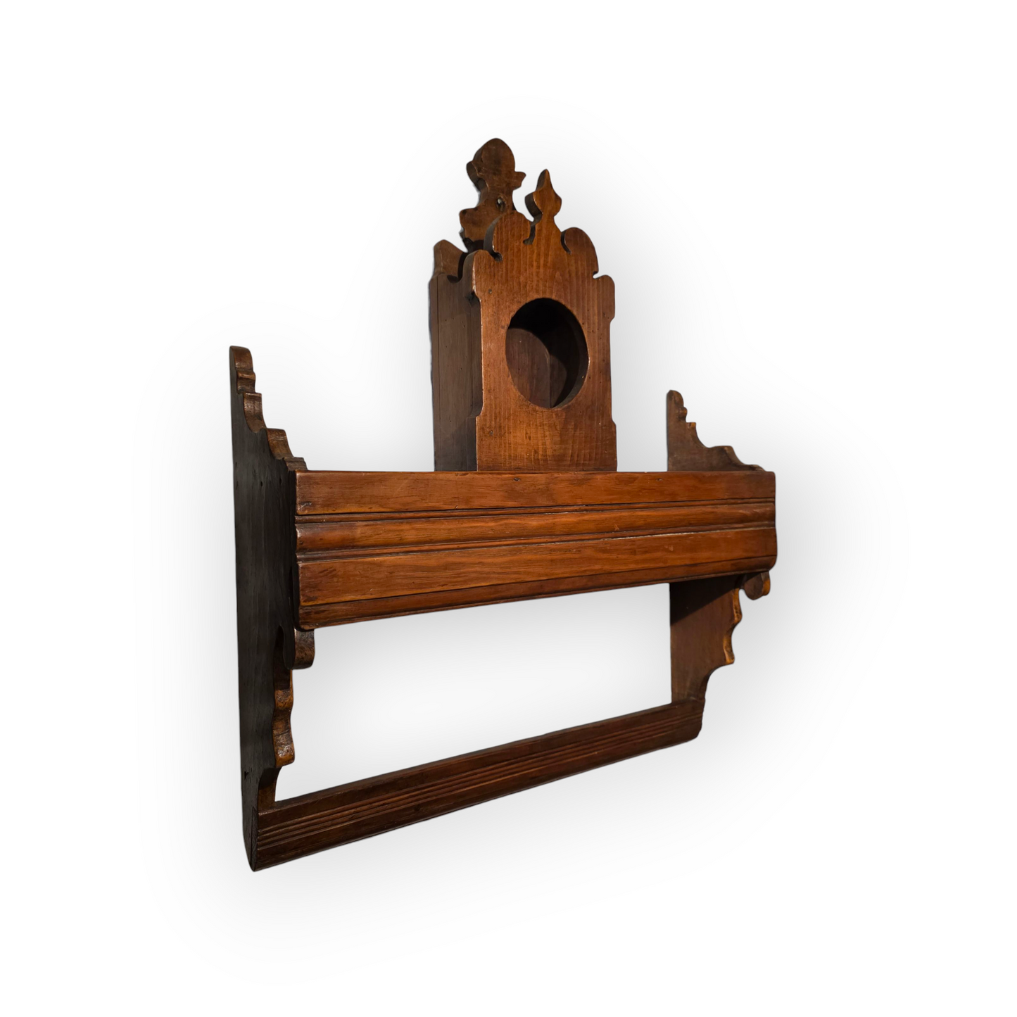Late 18th-Century Welsh Antique Spoon Rack With A Brass Mortar Holder & Associated Brass Mortar| Antique Cutlery Holder