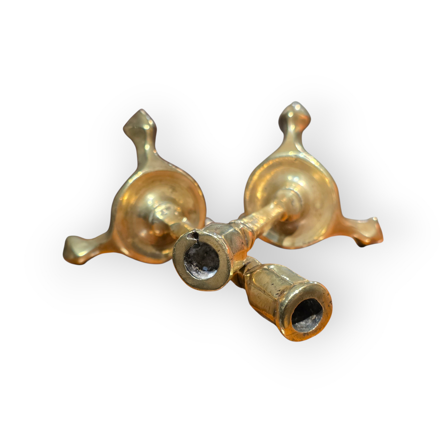 Rare Pair Of Early 18th-Century Antique Brass Tavern Candlesticks, circa 1700-1725