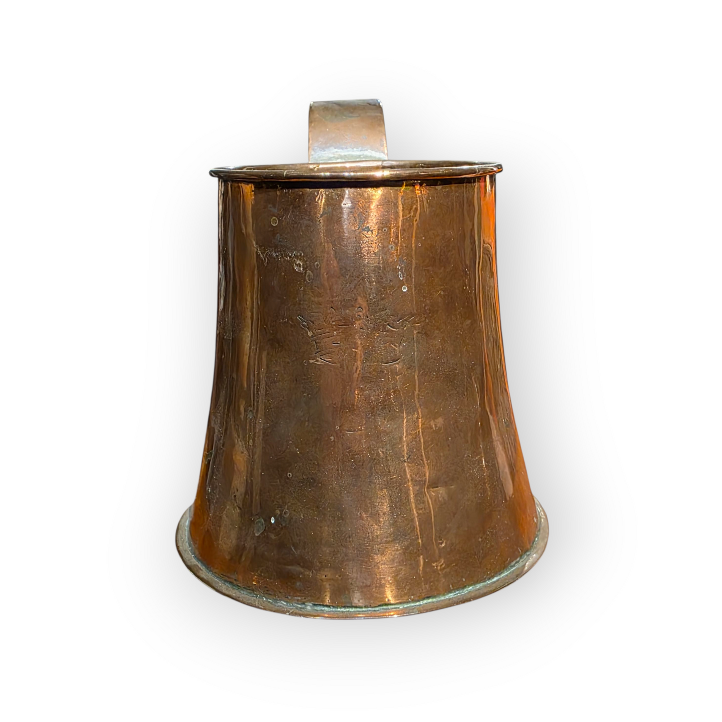 Late 18th-Century English Antique Copper Tankard - One Pint Measure with Scrolled Handle & Flared Base