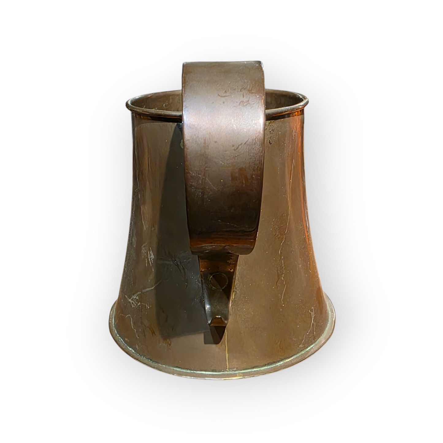 Late 18th-Century English Antique Copper Tankard - One Pint Measure with Scrolled Handle & Flared Base