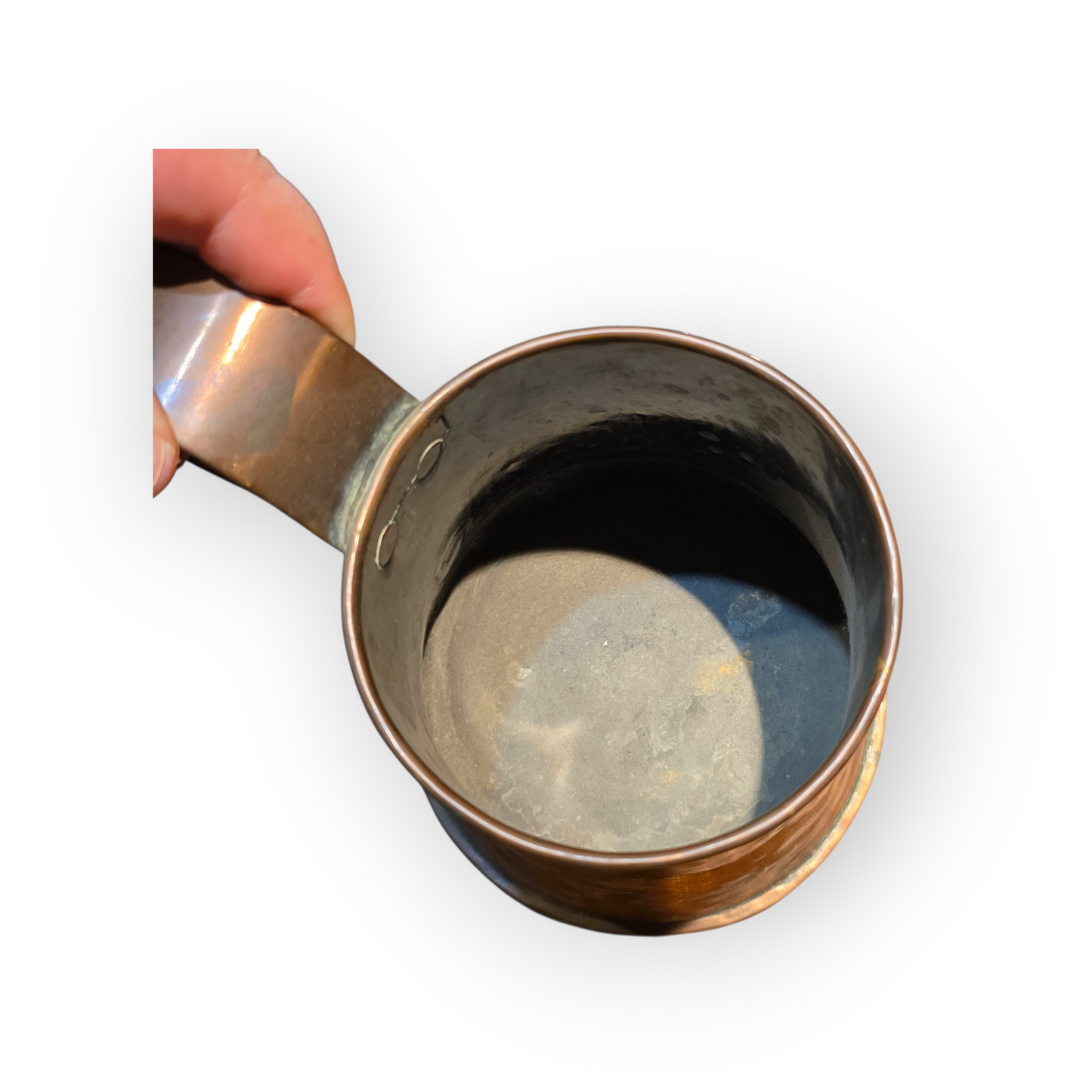 Late 18th-Century English Antique Copper Tankard - One Pint Measure with Scrolled Handle & Flared Base