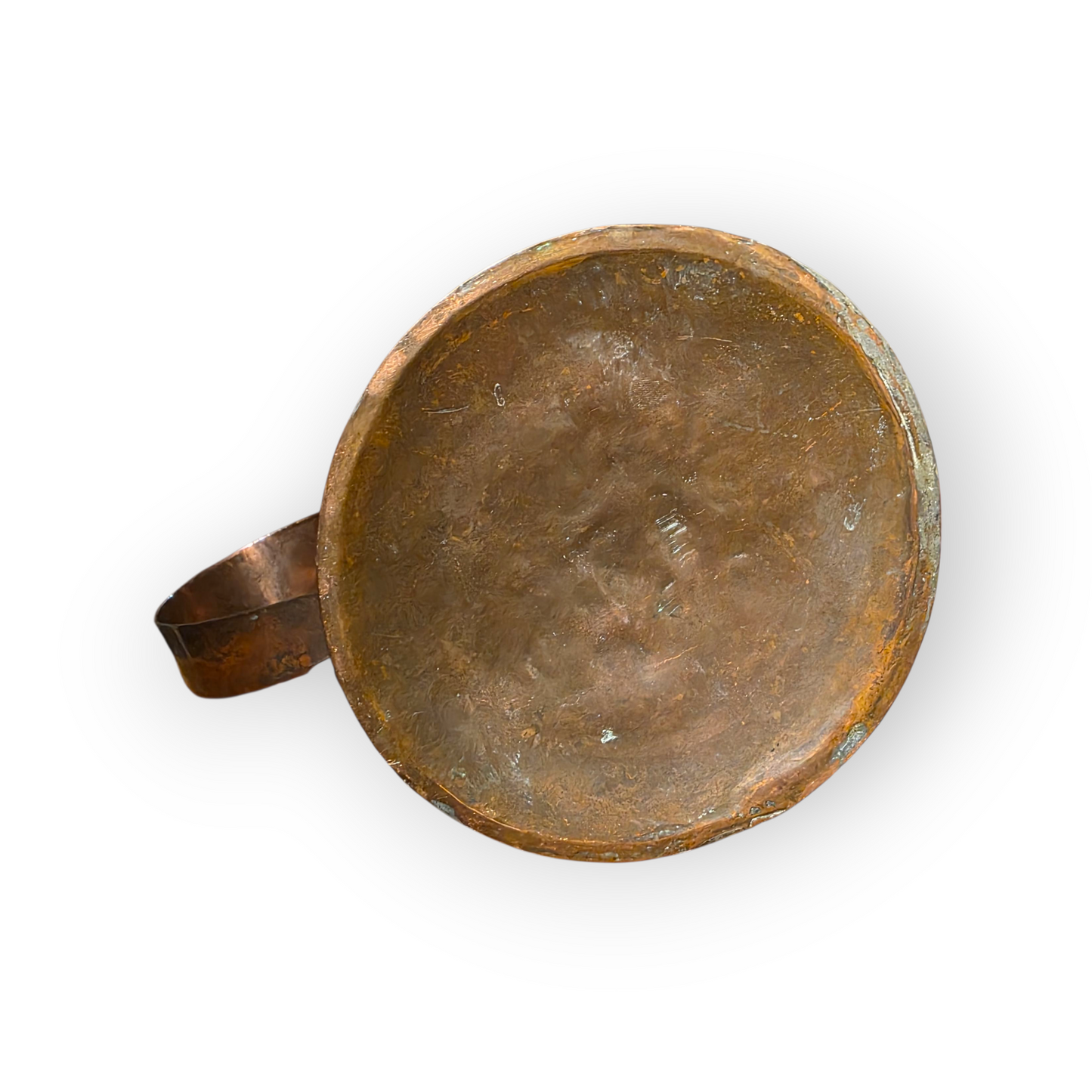 Late 18th-Century English Antique Copper Tankard - One Pint Measure with Scrolled Handle & Flared Base