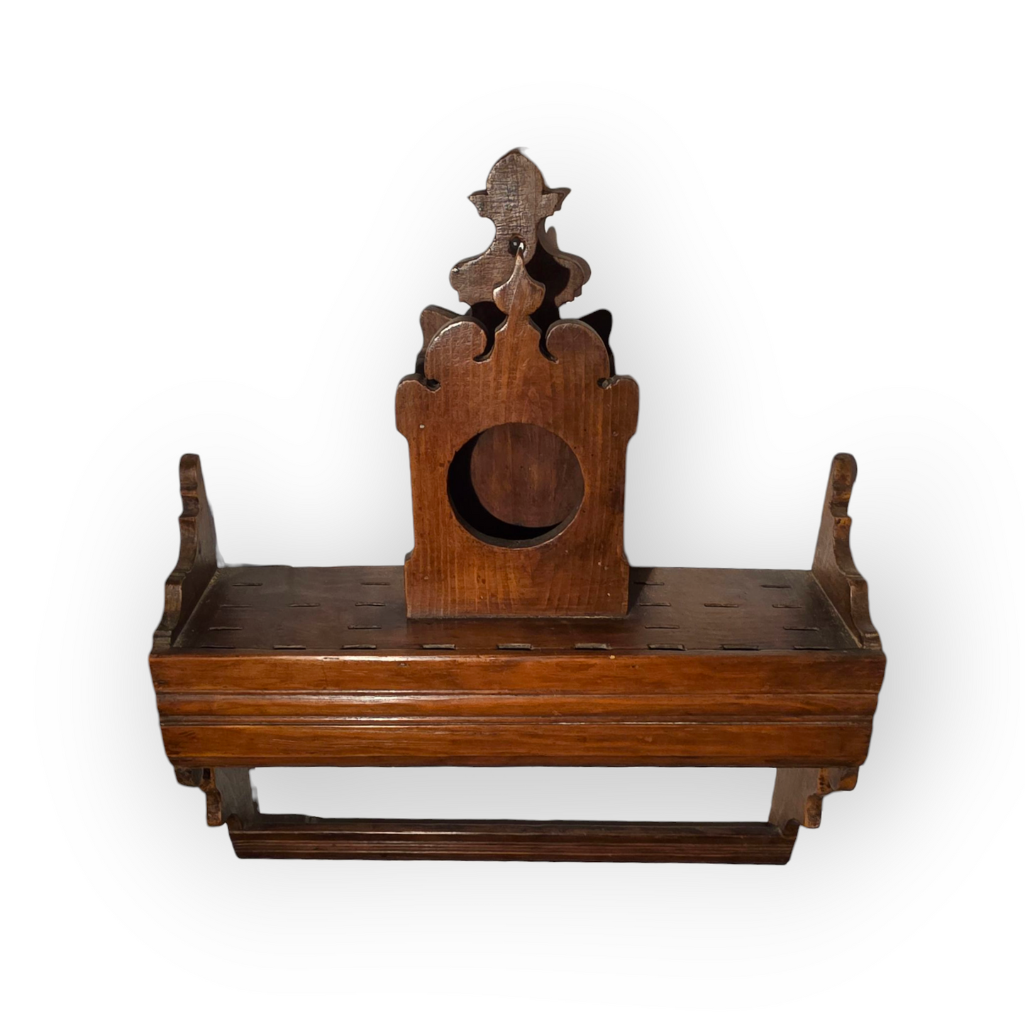 Late 18th-Century Welsh Antique Spoon Rack With A Brass Mortar Holder & Associated Brass Mortar| Antique Cutlery Holder
