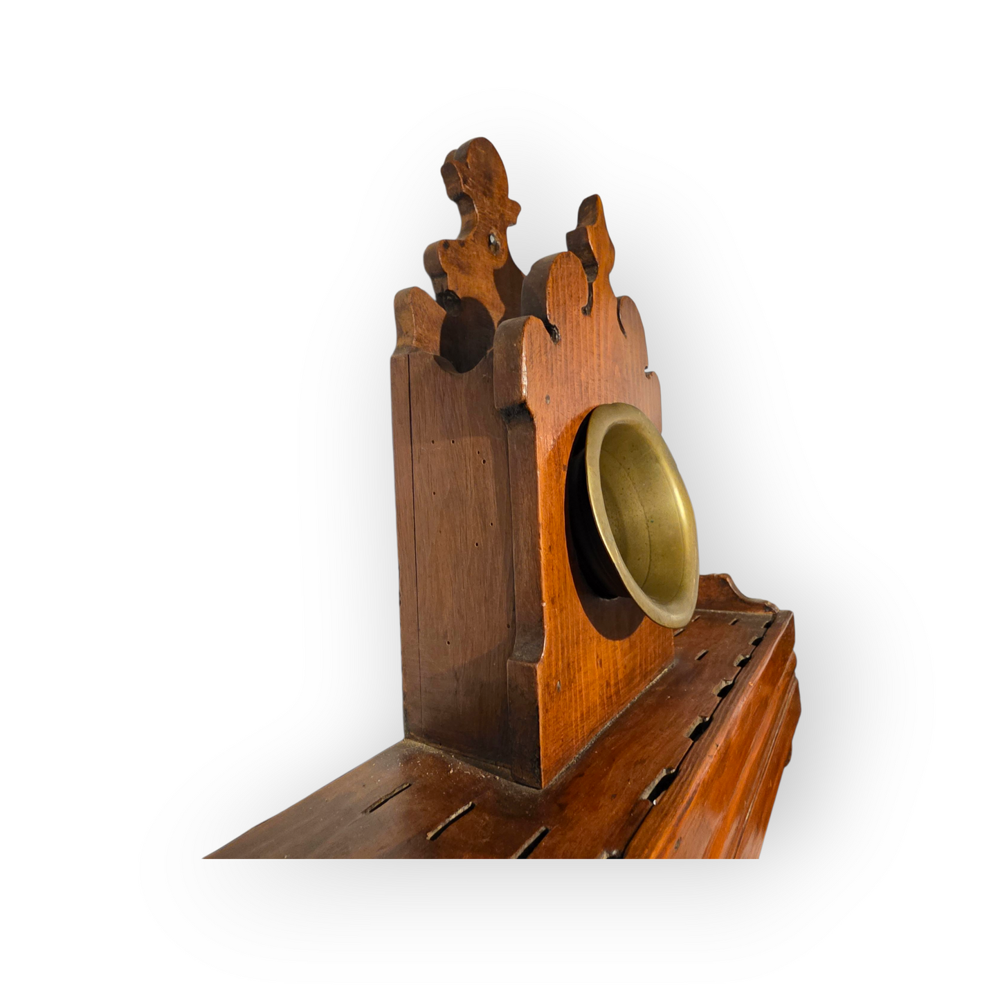 Late 18th-Century Welsh Antique Spoon Rack With A Brass Mortar Holder & Associated Brass Mortar| Antique Cutlery Holder