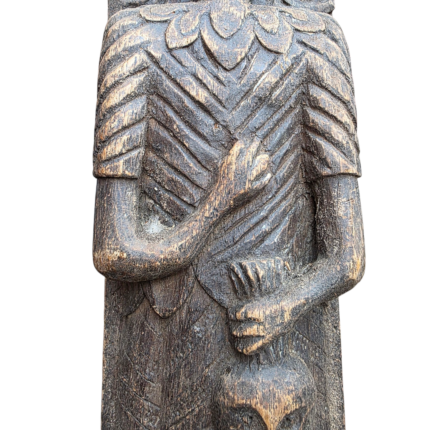 Three Late 16th-Century English Antique Carved Oak Terms / Figural Panels In Barn Found Condition