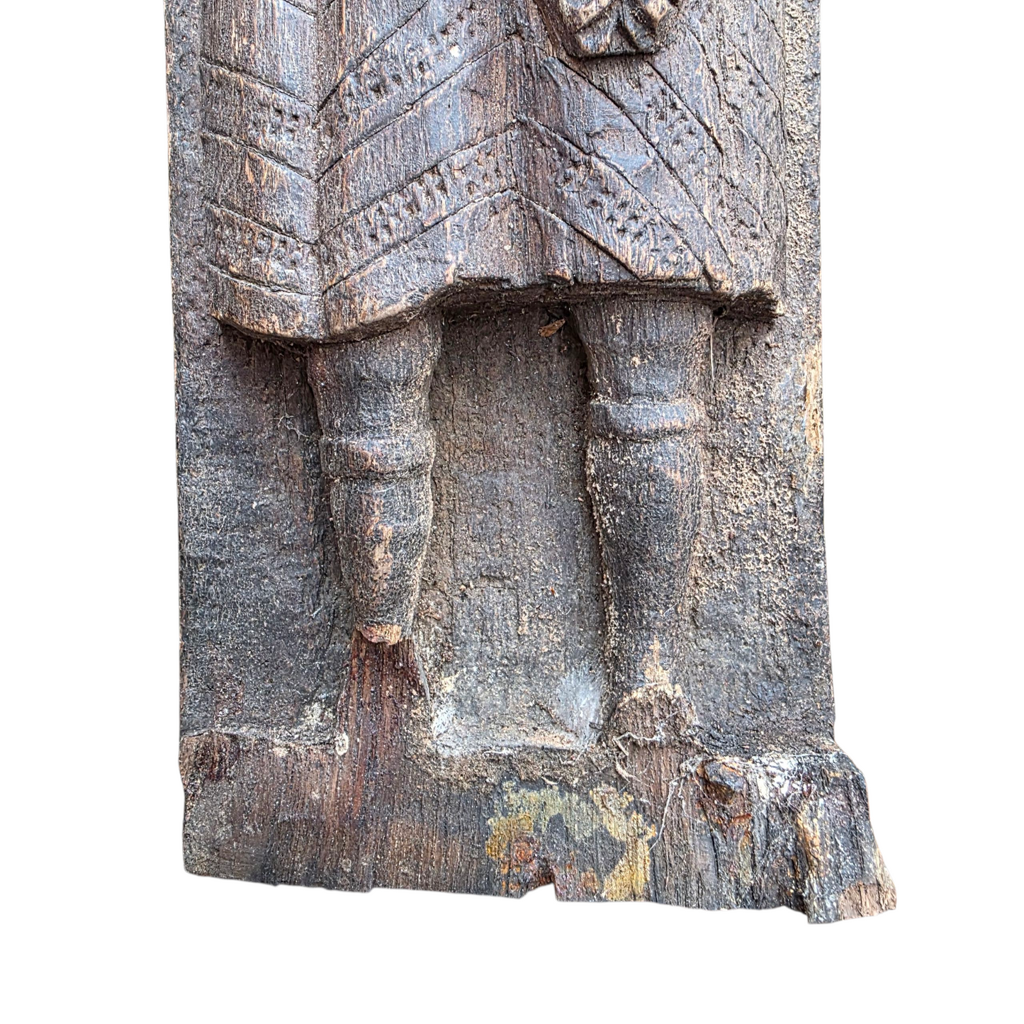 Three Late 16th-Century English Antique Carved Oak Terms / Figural Panels In Barn Found Condition