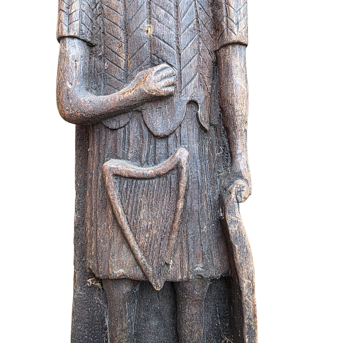 Three Late 16th-Century English Antique Carved Oak Terms / Figural Panels In Barn Found Condition