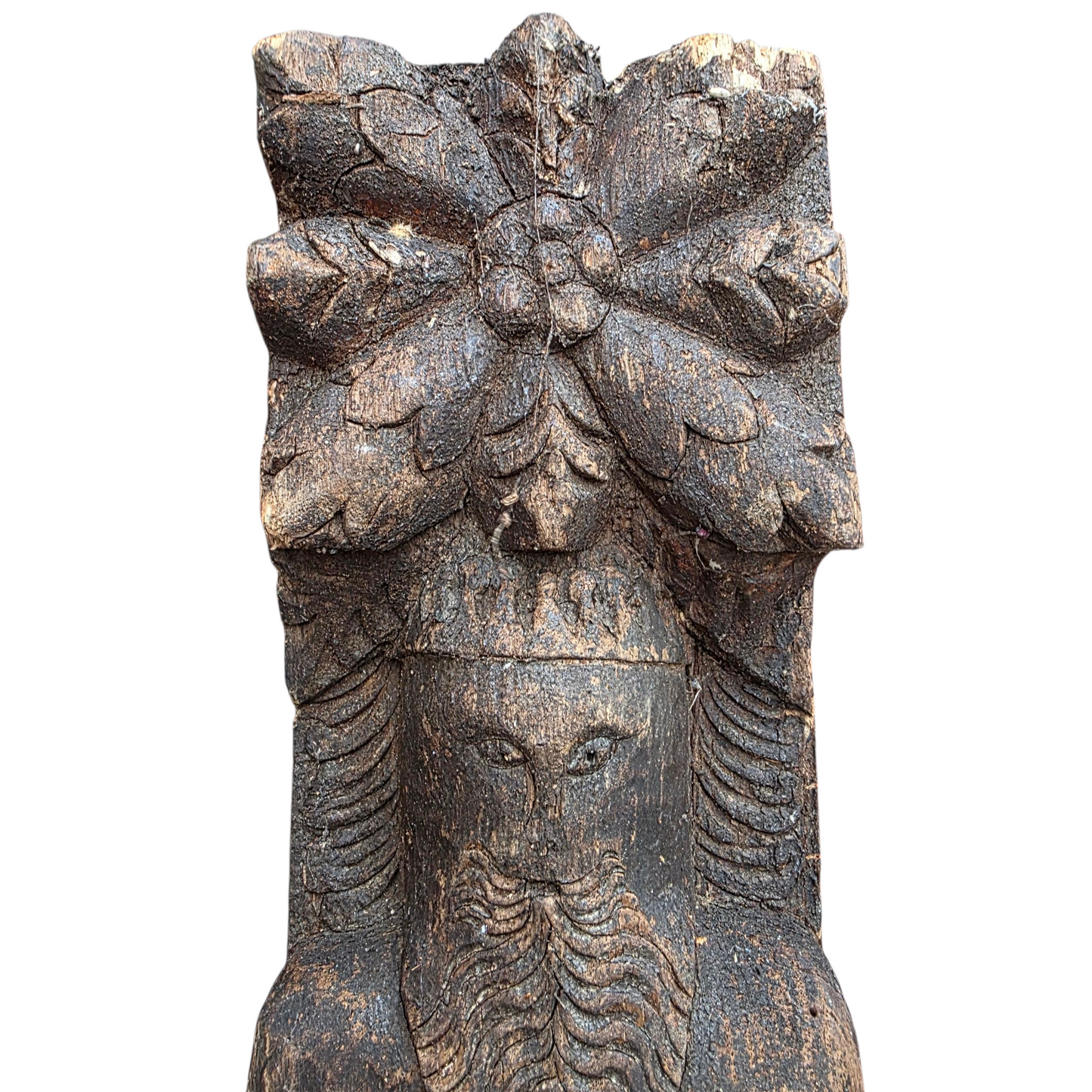 Three Late 16th-Century English Antique Carved Oak Terms / Figural Panels In Barn Found Condition
