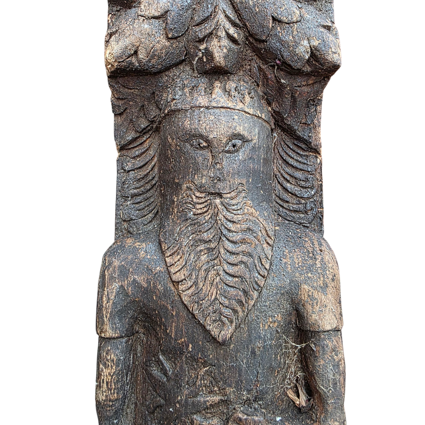 Three Late 16th-Century English Antique Carved Oak Terms / Figural Panels In Barn Found Condition