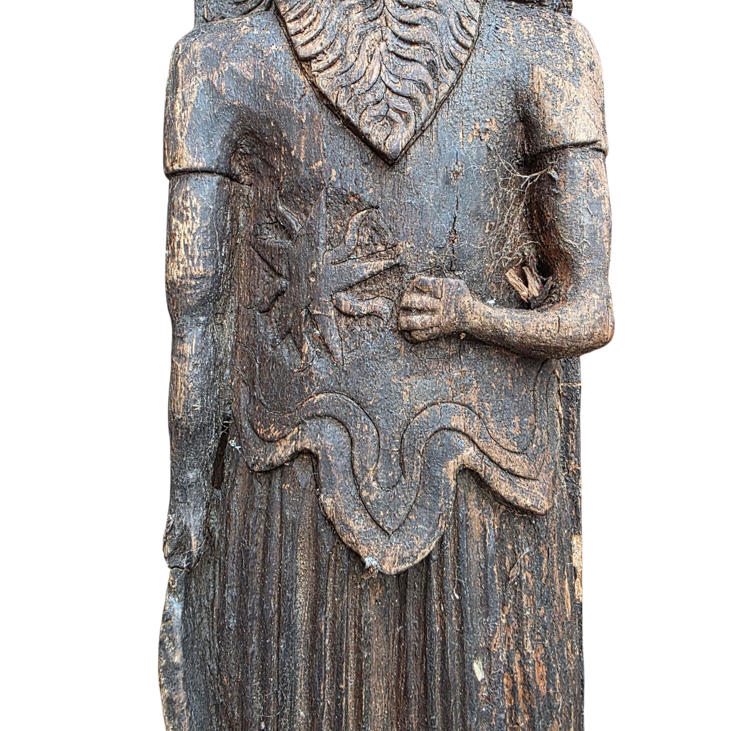 Three Late 16th-Century English Antique Carved Oak Terms / Figural Panels In Barn Found Condition