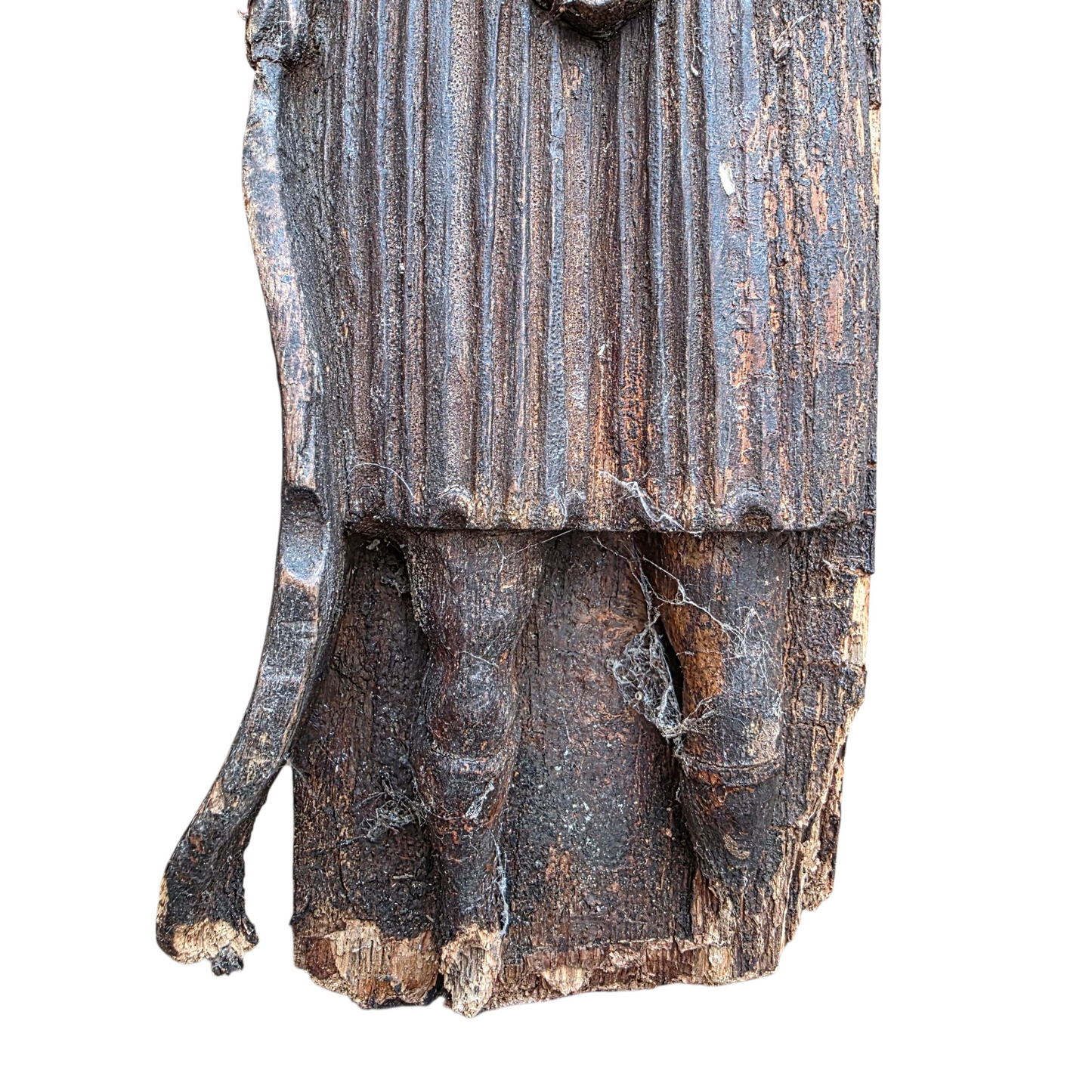 Three Late 16th-Century English Antique Carved Oak Terms / Figural Panels In Barn Found Condition