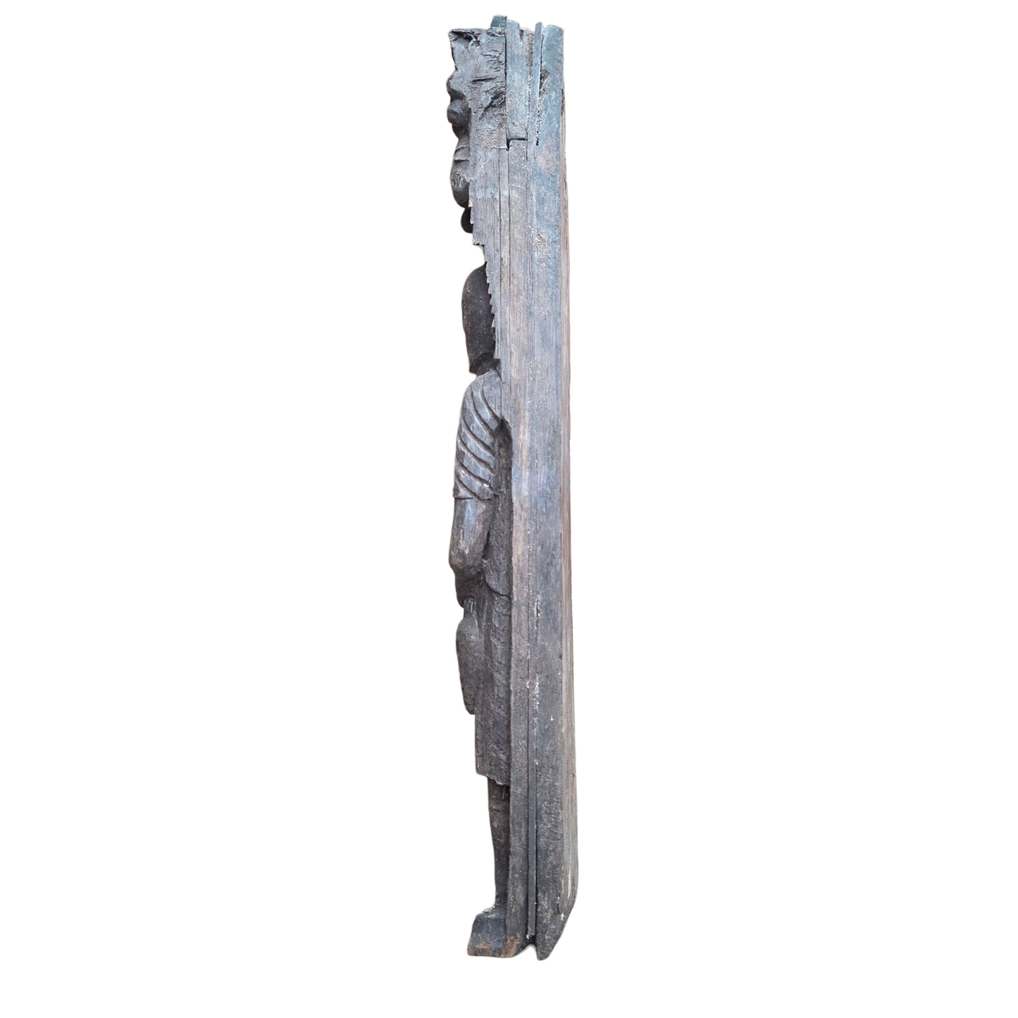 Three Late 16th-Century English Antique Carved Oak Terms / Figural Panels In Barn Found Condition