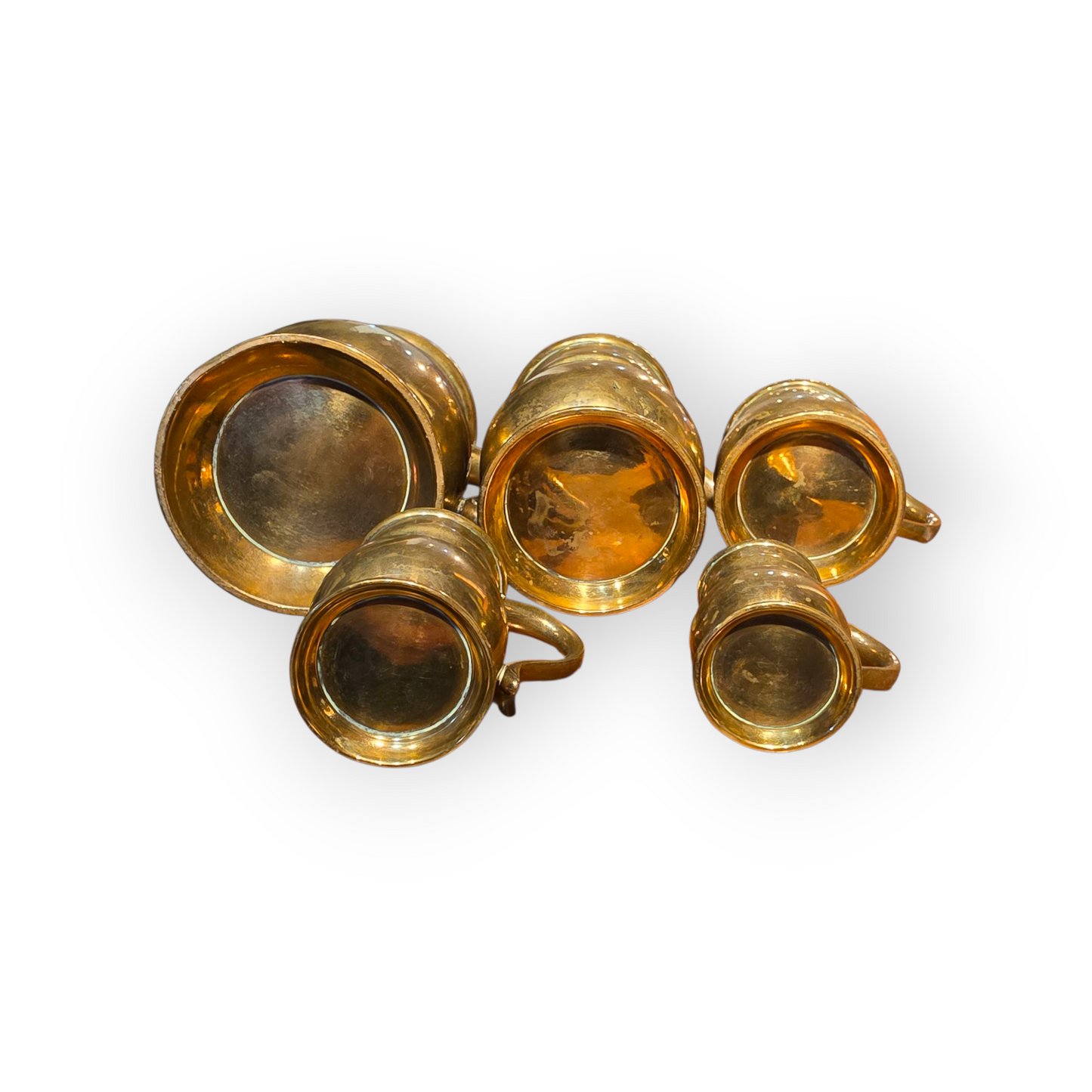 19th Century Victorian Antique Brass Measures – Rare Set of Five English Imperial Sizes