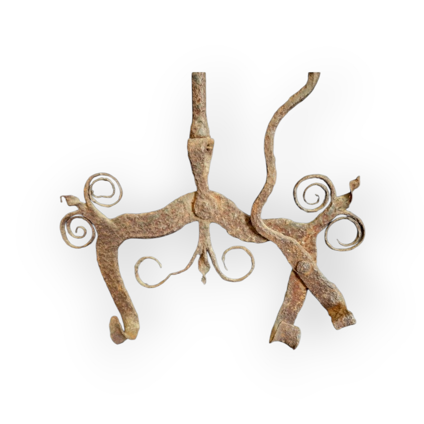 Rare Late 17th-Century English Antique Iron Kettle Tilt | Wrought Iron Hearth Tool