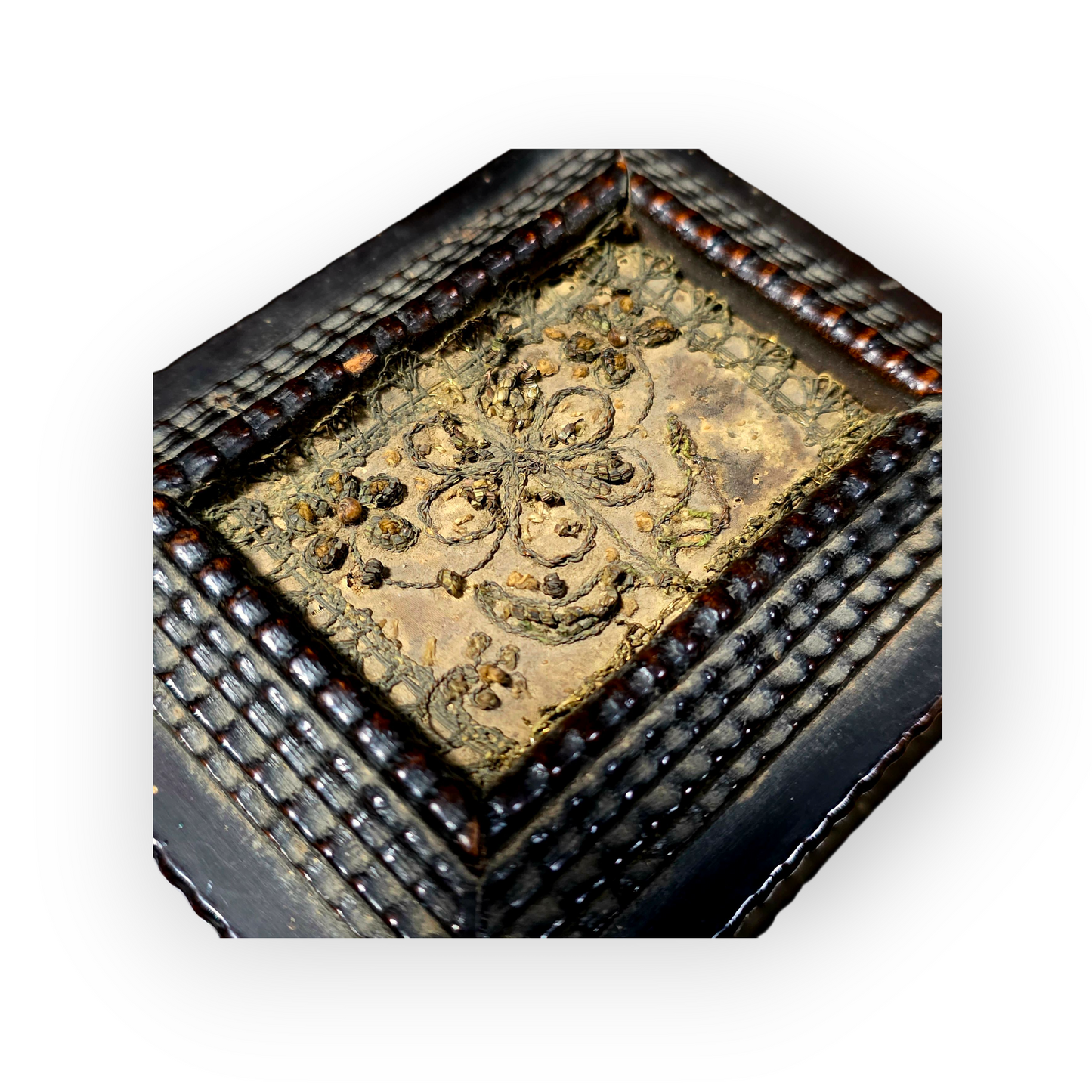 Early 17th-Century Continental Table-Top Box with Stumpwork Embroidery | Only 5 Inches Wide