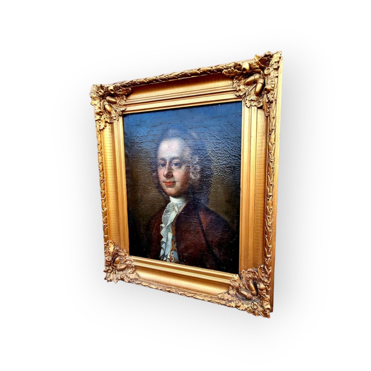 Follower of Hogarth - An 18th Century English School Antique Oil on Canvas Portrait of an Aristocratic Gentleman