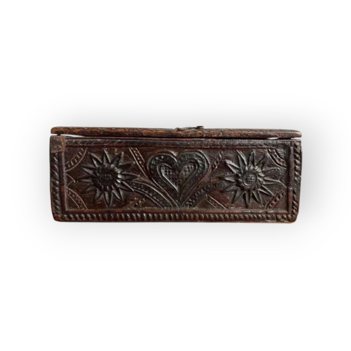 Diminutive Early 17th Century Antique Treen Table Top Box – Vernacular Form | Love Token