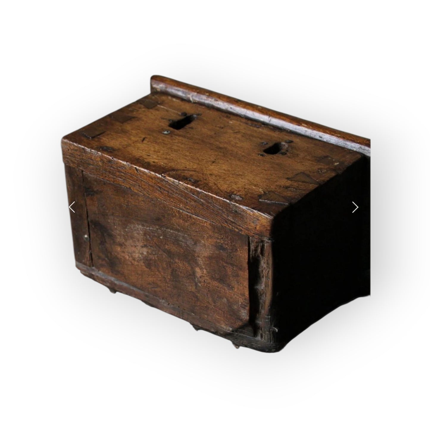A Rare 17th Century Antique Oak Alms Box with Twin Locks and Coin Aperture