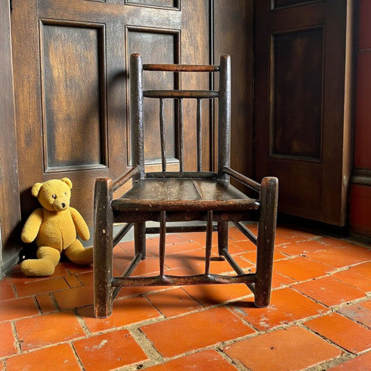 Primitive Early 18th-Century English Antique Childs Turners Chair Circa 1700