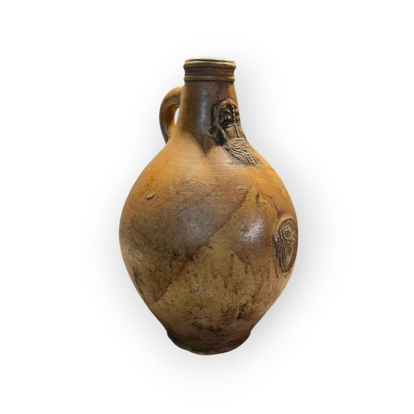 Large Mid-17th-Century German Antique Bellarmine Bartmann Stoneware Jug With Love Heart Medallion | Rhineland