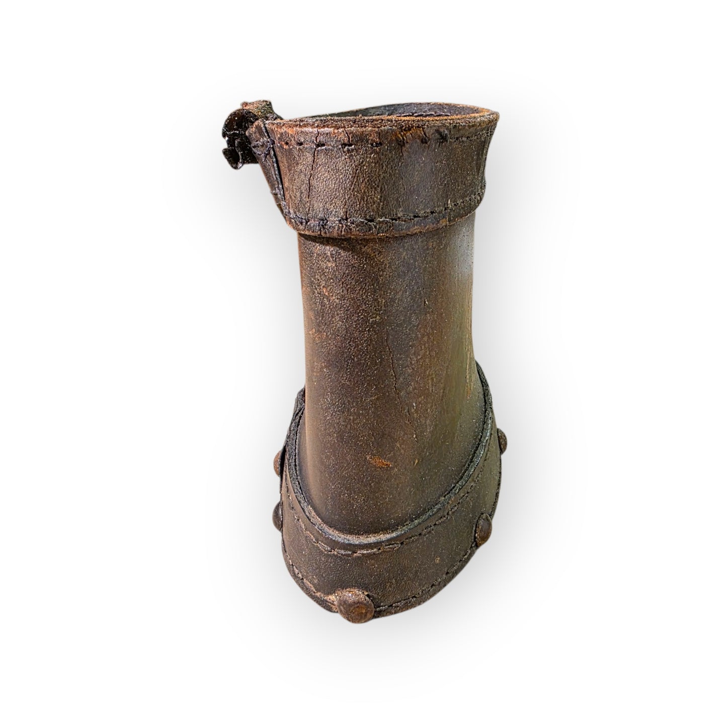 19th Century English Antique Leather Shot Carrier with Beaufort Family Coat of Arms – “Amez Verite” ("Love Truth")