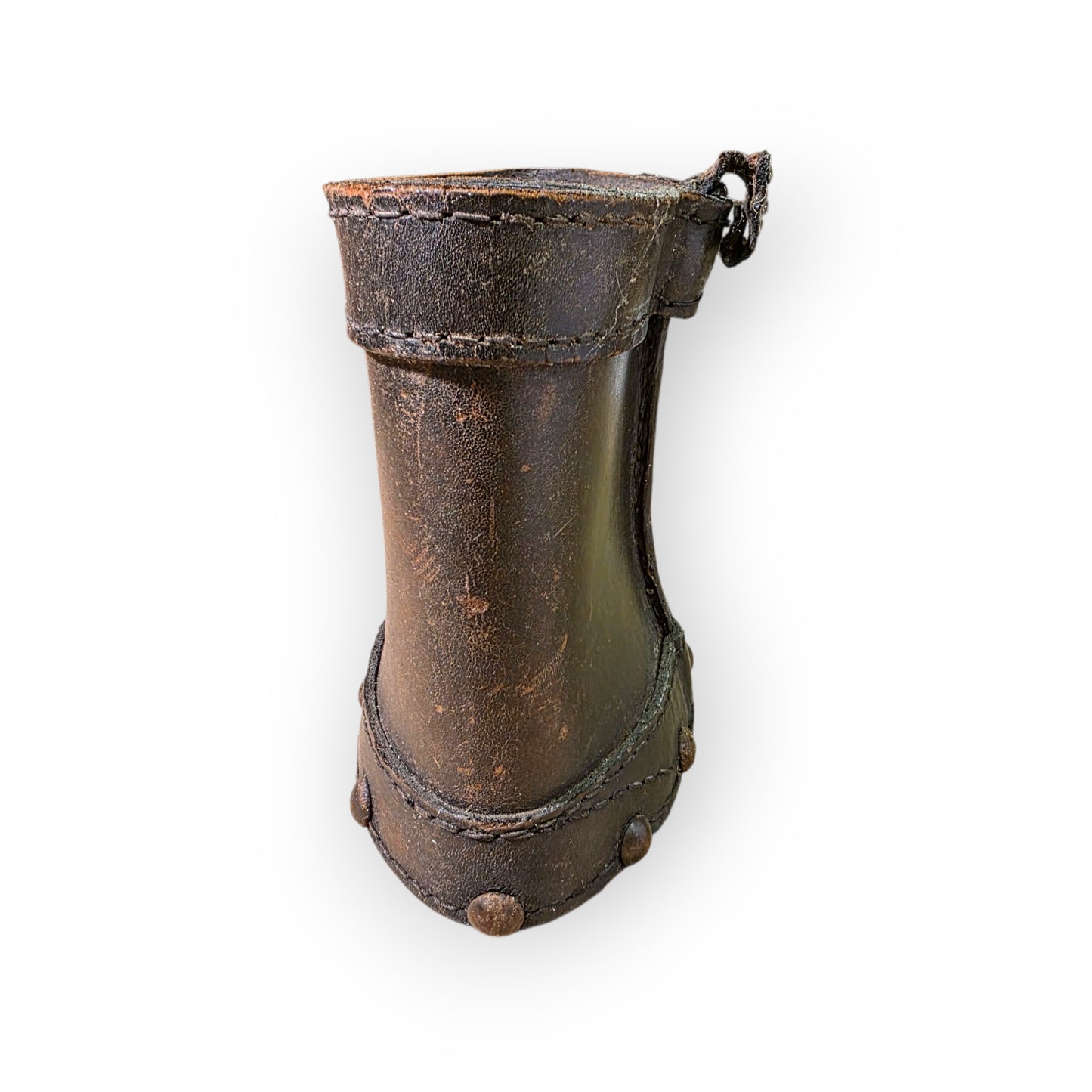 19th Century English Antique Leather Shot Carrier with Beaufort Family Coat of Arms – “Amez Verite” ("Love Truth")
