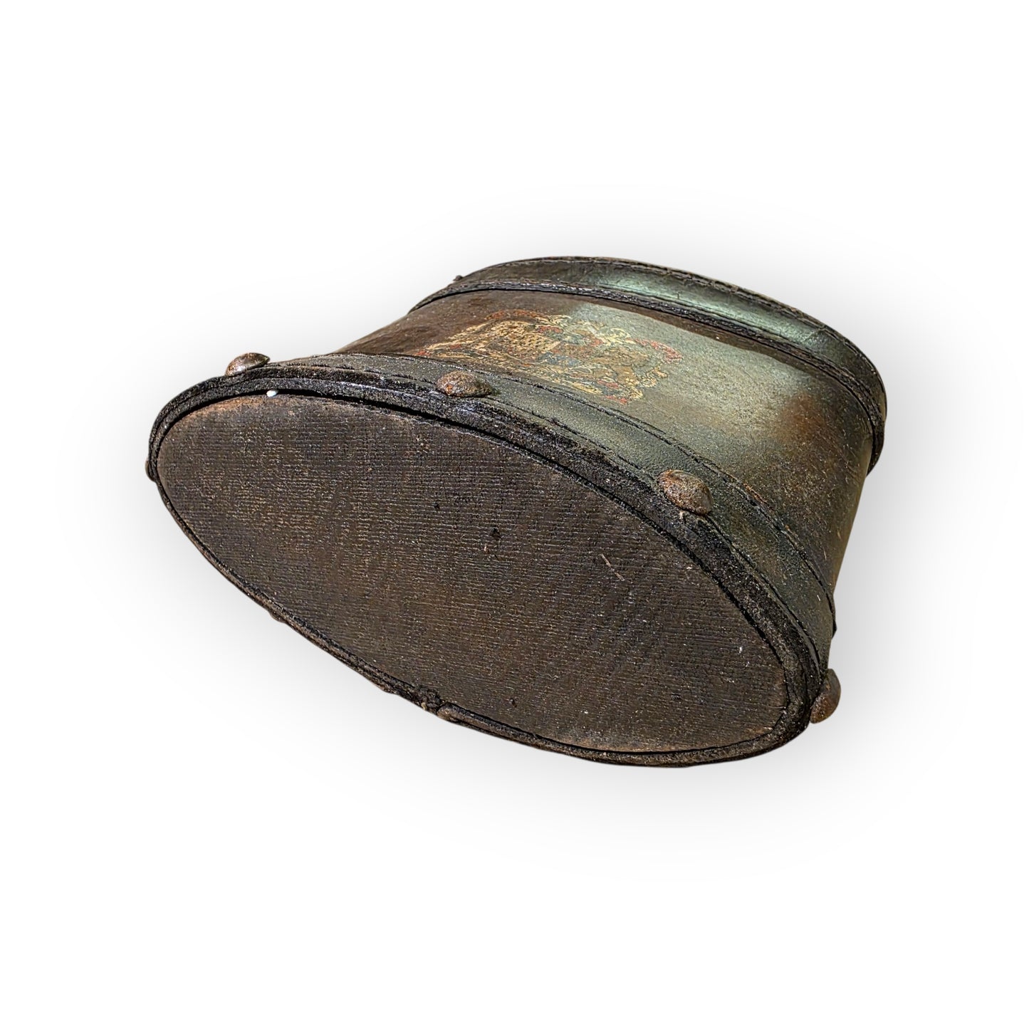 19th Century English Antique Leather Shot Carrier with Beaufort Family Coat of Arms – “Amez Verite” ("Love Truth")