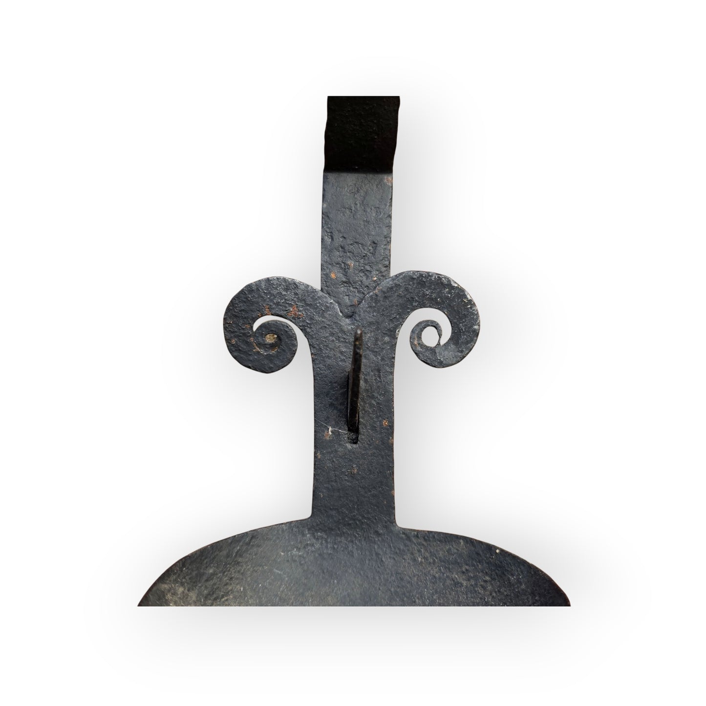 18th-Century Scottish Antique Double-Valve "Ramshead" Wrought Iron Cruisie Lamp