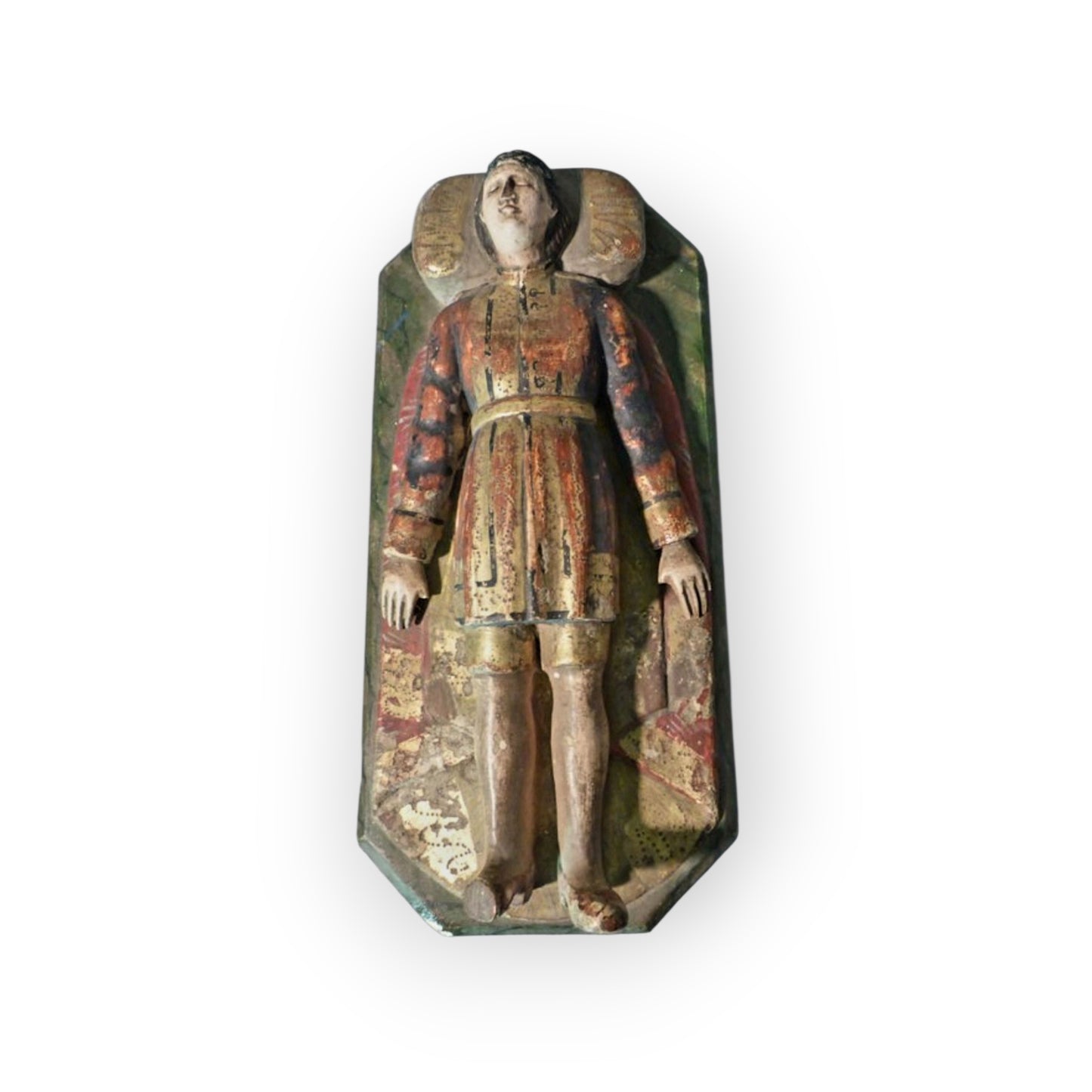Early 19th-Century Antique Carved Wood & Polychrome Tomb Effigy of a Knight | Folk Art