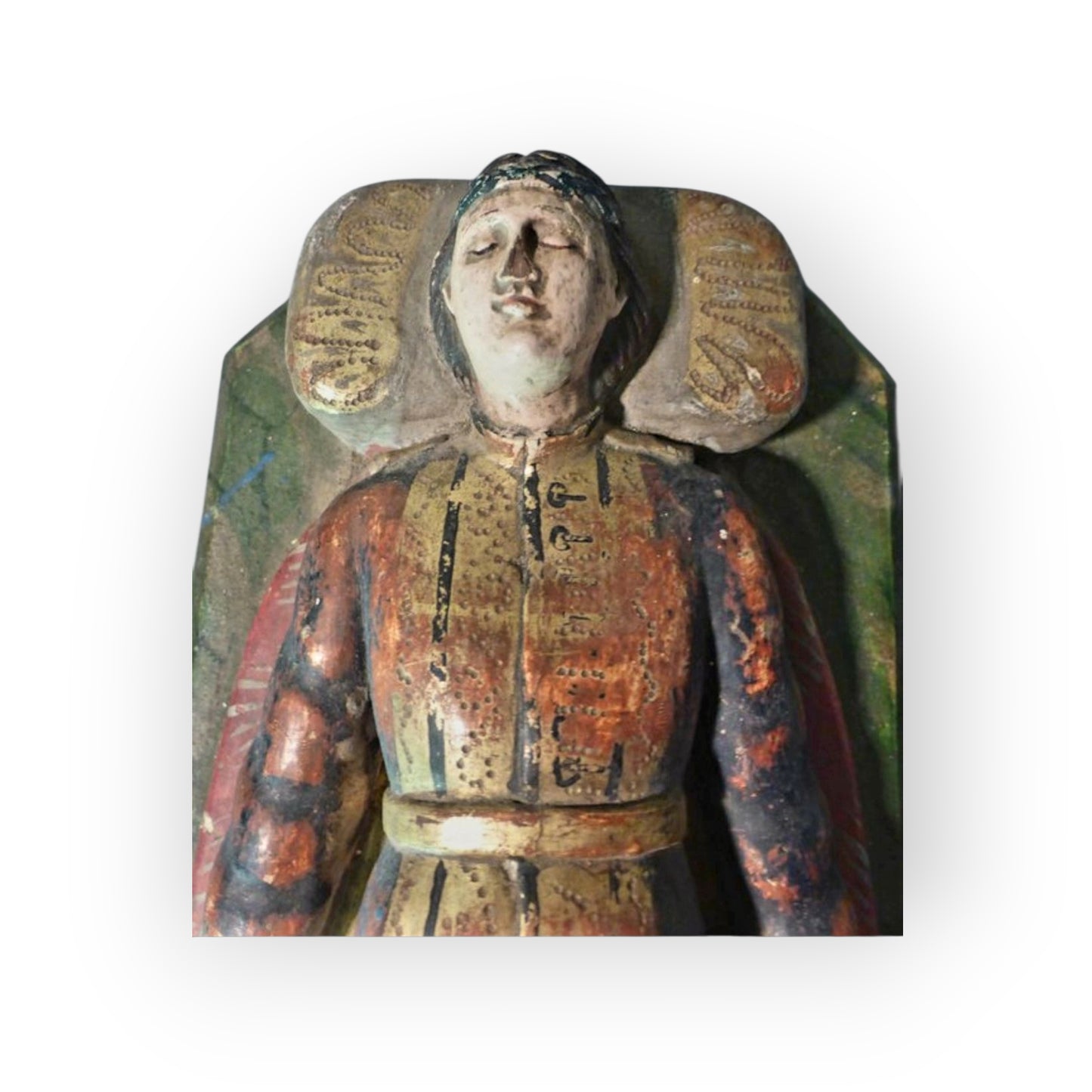 Early 19th-Century Antique Carved Wood & Polychrome Tomb Effigy of a Knight | Folk Art