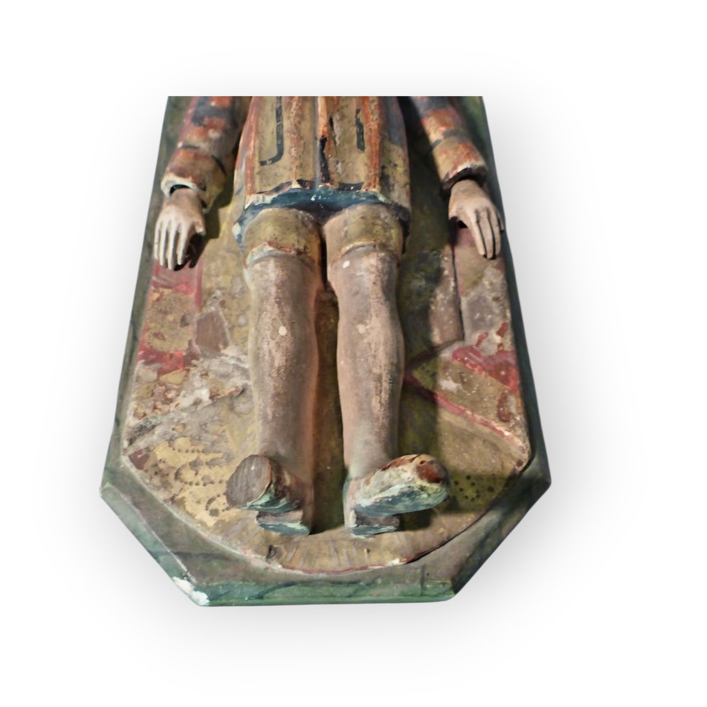 Early 19th-Century Antique Carved Wood & Polychrome Tomb Effigy of a Knight | Folk Art
